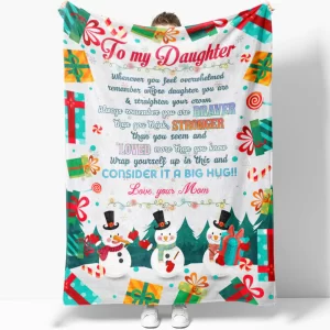 My Daughter, You Are Braver, Stronger, Loved Than Christmas Blanket, To My Daughter Blanket